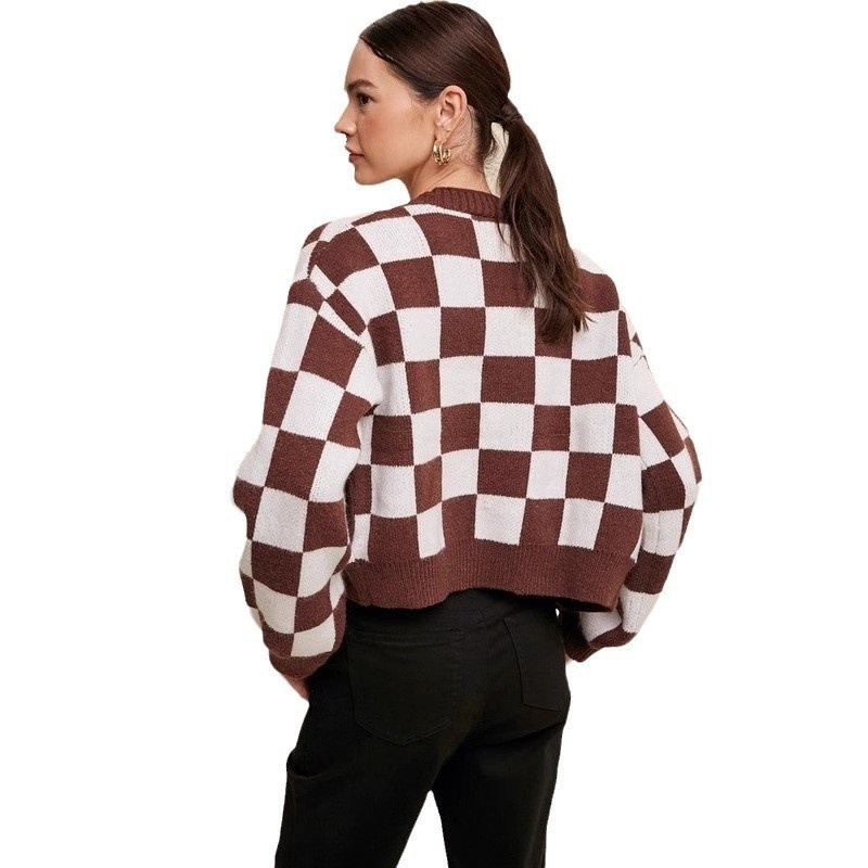 Modischer Cardigan Schachbrettmuster 3 Modischer Cardigan Schachbrettmuster – Bild 3