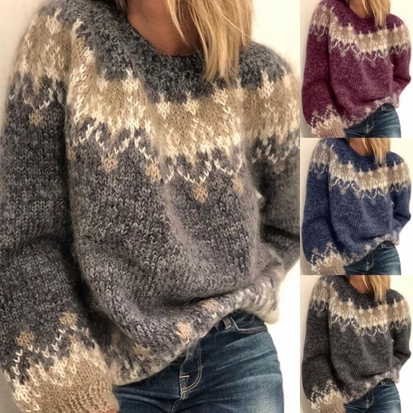 Sale 3 Kuscheliger Strickpullover im Jacquard-Muster