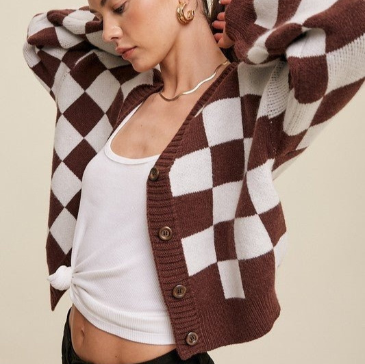Modischer Cardigan Schachbrettmuster 6 Modischer Cardigan Schachbrettmuster – Bild 6