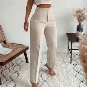 High-Waist Stoffhose im Wide-Leg-Schnitt