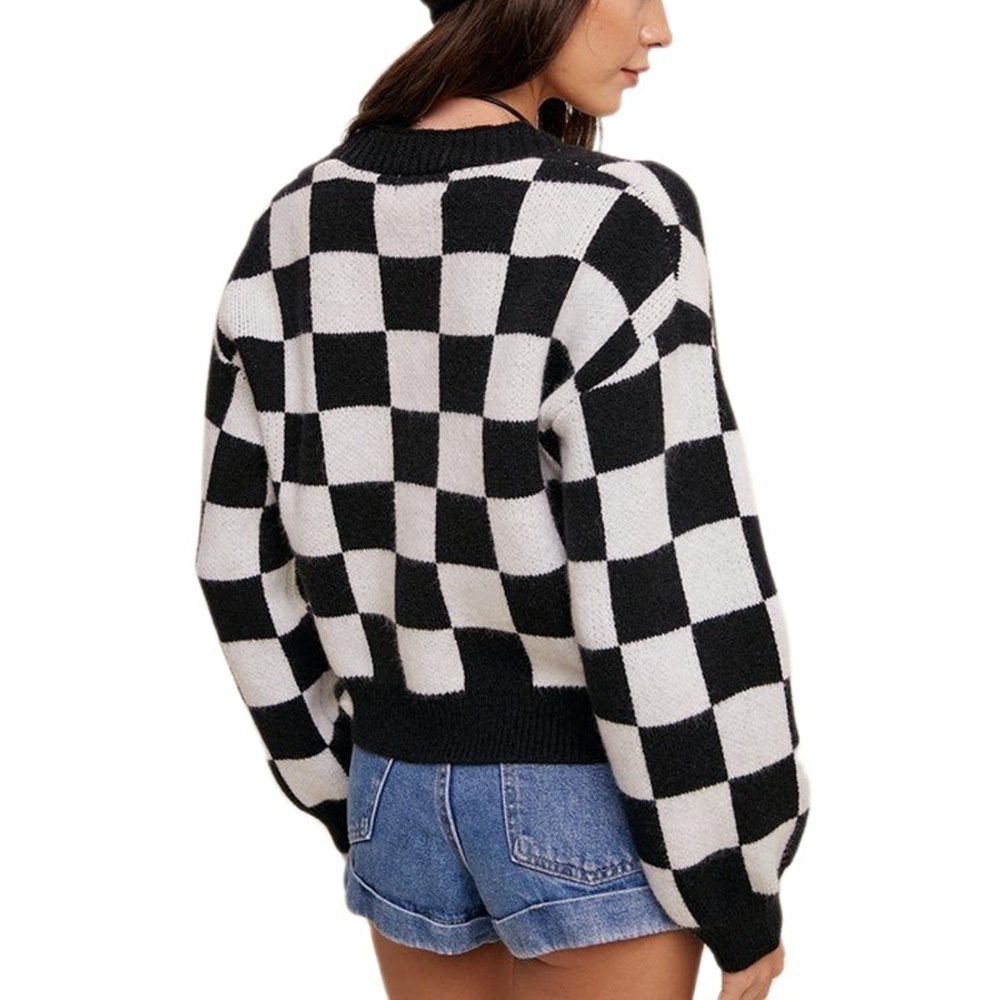 Modischer Cardigan Schachbrettmuster 2 Modischer Cardigan Schachbrettmuster – Bild 2